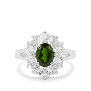 Chrome Diopside & White Topaz Sterling Silver Ring ATGW 2.35cts