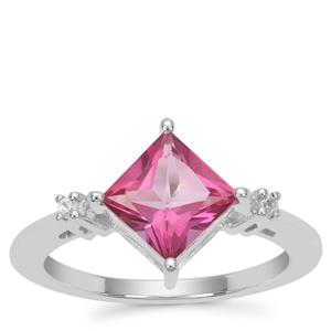Mystic Pink Topaz Ring with White Zircon in Sterling Silver 2cts