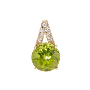 Nanshan Peridot & White Zircon 9K Gold Pendant 3.65cts