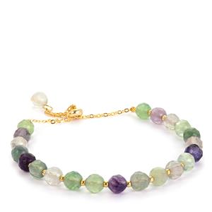 30cts MultiColour Fluorite Gold Tone Sterling Silver Slider Bracelet 