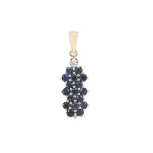 Australian Blue Sapphire Pendant with Diamond in 9K Gold 1.37cts