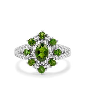 Chrome Diopside & White Zircon Sterling Silver Ring ATGW 1.80cts
