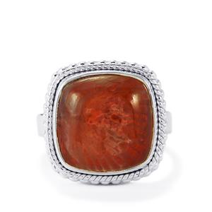 10ct Fossil Red Coral Sterling Silver Aryonna Ring 