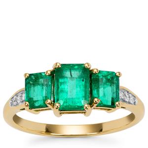 Panjshir Emerald Ring with Diamond in 18K Gold 2.05cts 