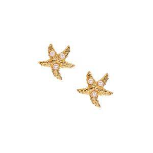 Kaori Cultured Pearl Gold Tone Sterling Silver Starfish Earrings (2mm)