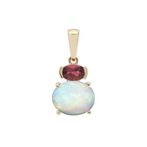 Ethiopian Opal Pendant with Safira Tourmaline in 9K Gold 1.90cts