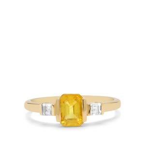 Bang Kacha Yellow Sapphire & White Zircon 9K Gold Ring ATGW 1.45cts