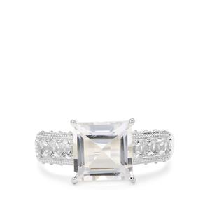 Crystal Quartz & White Topaz Sterling Silver Ring ATGW 3cts