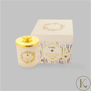 Kimbie Home Botany & Bees 200gm Candle With Gold Bee Lid Sprinkled With Amethyst