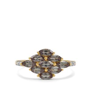 East African Colour Change Garnet Ring with White Zircon in 9K Gold 1.50cts
