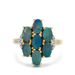 Crystal Opal on Ironstone & White Zircon 9K Gold Ring ATGW 2.95cts