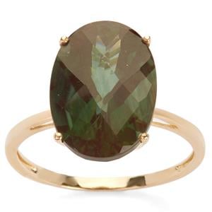 Green Andesine Ring in 9K Gold 5.05cts