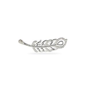 Kimbie 925 Sterling Silver Feather Brooch With White Topaz 0.30ct