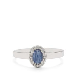 Burmese Blue Sapphire & White Zircon Sterling Silver Ring ATGW 0.75ct