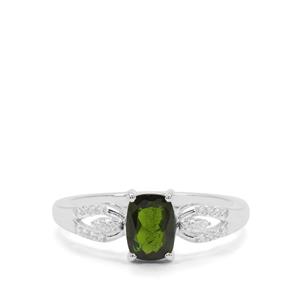 Chrome Diopside & White Zircon Sterling Silver Ring ATGW 1.04cts