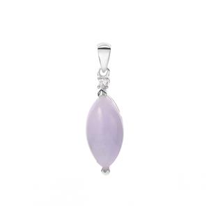 Type A Lavender Jadeite & White Topaz Sterling Silver Pendant ATGW 5.63cts