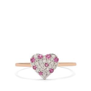 Pink Sapphire & Diamond 9K Rose Gold Ring ATGW 0.32cts 