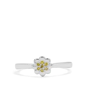 1/20ct Yellow Diamonds Sterling Silver Ring 