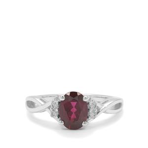 Tocantin Garnet Ring with White Zircon in Sterling Silver 1.63cts