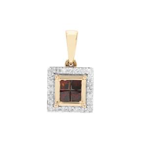 Red Diamond Pendant with White Diamond in 9K Gold 0.50ct