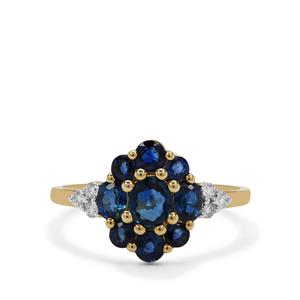 Australian Blue Sapphire & Argyle Diamonds 9K Gold Ring ATGW 1.50cts