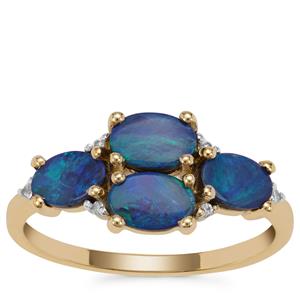 Crystal Opal on Ironstone Ring with White Zircon in 9K Gold