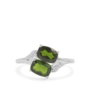 Chrome Diopside & White Zircon Sterling Silver Ring ATGW 1.85cts