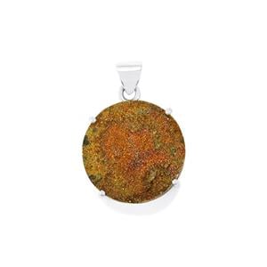 Spectropyrite Drusy Pendant in Sterling Silver 30cts