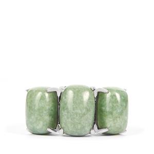  Type A Moss-in-Snow Burmese Jadeite 21.13ct Sterling Silver Ring 