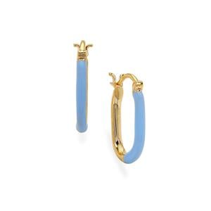 Molte Sky Blue Enamel Hoop Earrings in Gold Plated Sterling Silver 