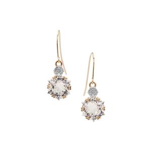 Snowflake Cut Cullinan Topaz Earrings with White Zircon in 9K Gold 6.15cts