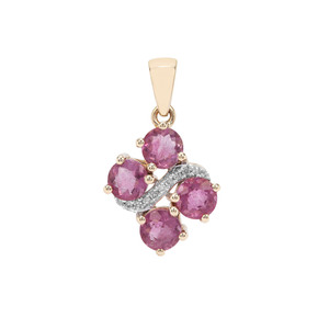 Natural Pink Fluorite Pendant with Diamond in 9K Gold 2.35cts