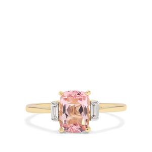 Idar Pink Morganite & White Zircon 9K Gold Ring ATGW 1.45cts