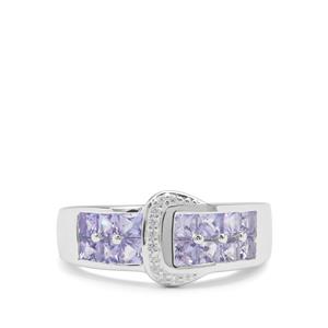Tanzanite Ring with White Zircon in Sterling Silver 1.40cts