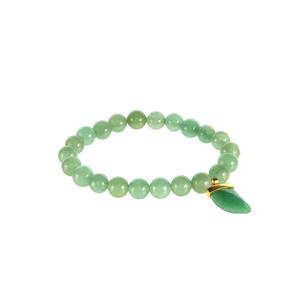 90cts Green Aventurine Gold Flash Sterling Silver Stretchable Bracelet 