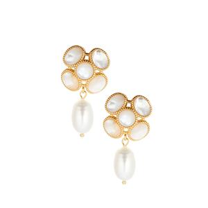 Mother of Pearl & Kaori Cultured Pearl Gold Tone Sterling Silver Earrings