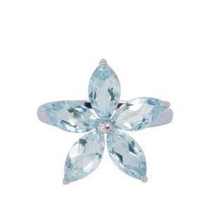 5.64cts Ice Blue Cullinan Topaz Sterling Silver Ring 