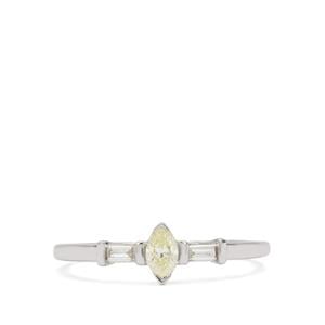 VSI Natural Yellow and White Diamond Ring in 9K White Gold 0.27cts