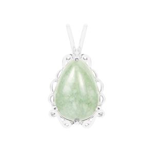  7ct Type A Moss-in-Snow Burmese Jadeite Sterling Silver Pendant
