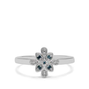Blue Diamond Sterling Silver Ring 