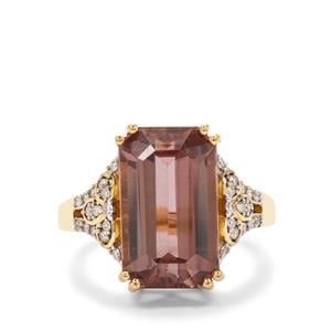 Pink Diaspore & Diamond 18K Gold Arthur Ivy Ring MTGW 9.44cts