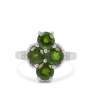 Chrome Diopside & White Zircon Sterling Silver Ring ATGW 3.86cts