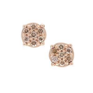 1/4ct Champagne Argyle Diamond 9K Rose Gold Earrings