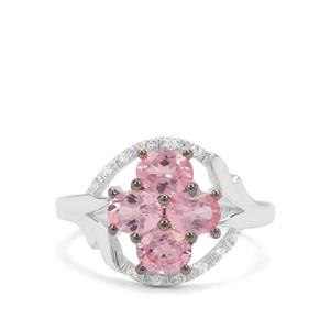 Mozambique Pink Spinel & White Zircon Sterling Silver Ring ATGW 1.56cts