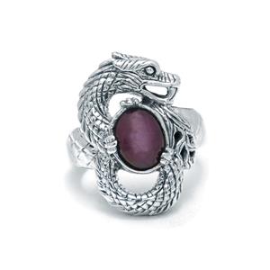 3.20cts Star Ruby Sterling Silver Balinese Dragon Ring 
