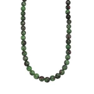 136ct Ruby Zoisite Sterling Silver Graduated Bead Necklace