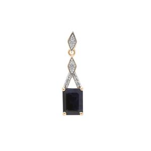 Ethiopian Blue Sapphire Pendant with Diamond in 9K Gold 1.88cts