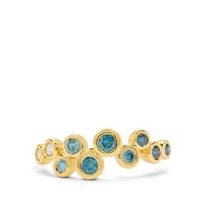1/2ct Blue Ombre, White Diamonds 9K Gold Ring
