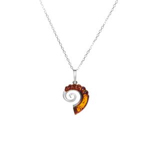 Baltic Cognac Amber Sterling Silver Swirl Necklace