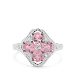 Mozambique Pink Spinel & White Zircon Sterling Silver Ring ATGW 1.51cts